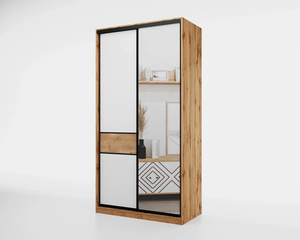 Шкаф-купе SLIM 150х60х230 Дв-Бл, (Бл-Дв, зерк), Ч