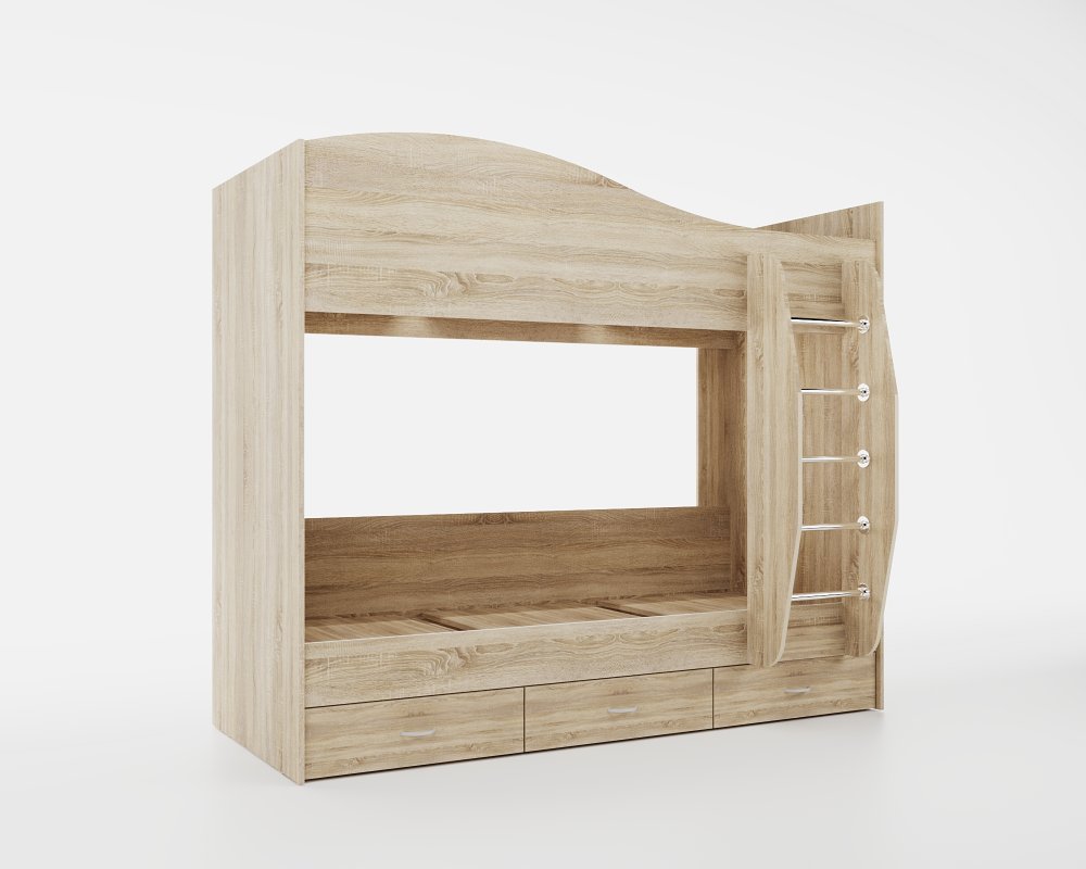 Кровать двухъярусная с ящиками 203х109х170 Дс, (Дс), серый